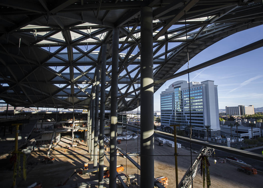 Construction continues on the new expansion of the Las Vegas Convention Center on Thursday, Oct ...