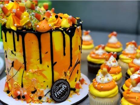 Candy Corn Cake and cupcakes (Freed's Bakery)