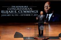 Former President Barack Obama speaks during funeral services for Rep. Elijah Cummings, Friday, ...