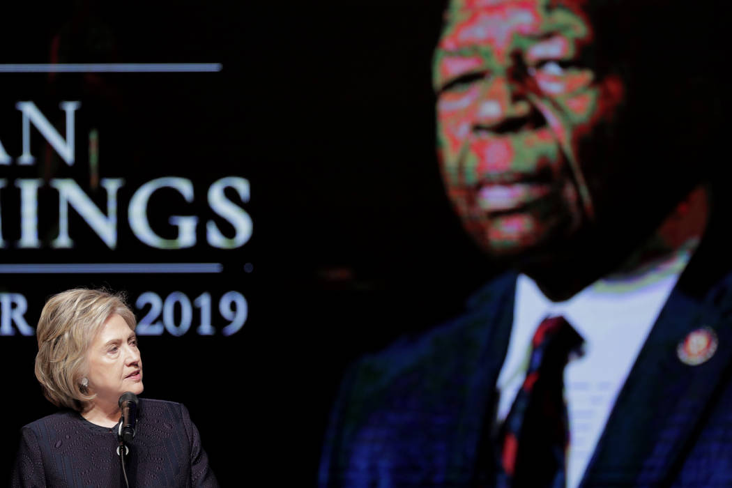 Former Secretary of State Hillary Clinton speaks during funeral services for Rep. Elijah Cummin ...