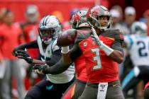 Tampa Bay Buccaneers quarterback Jameis Winston (3) passes against the Carolina Panthers during ...