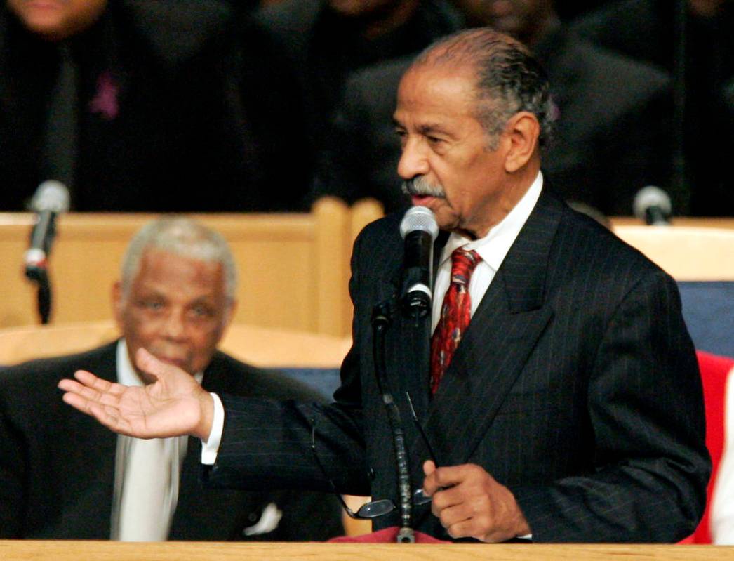 FILE - In a Nov. 2, 2005 file photo, Congressman John Conyers, D-Mich., speaks at the funeral f ...