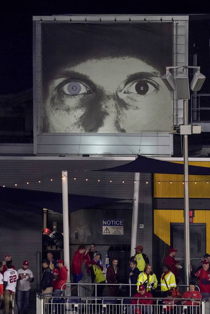 An image of Washington Nationals' Max Scherzer is seen in the outside at Nationals Park before ...
