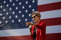 Democratic presidential candidate Sen. Elizabeth Warren, D-Mass., speaks at a campaign event, T ...