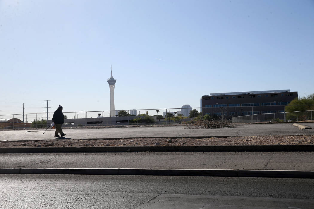 A 9-acre parcel of land at Shadow and Pinto lanes in Las Vegas Tuesday, Oct. 29, 2019, is the p ...