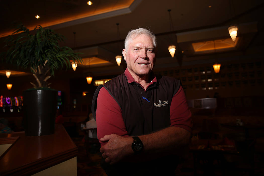 Former All-Pro football player George Kunz of Las Vegas poses at the South Point hotel-casino i ...