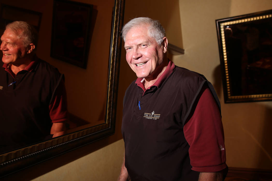 Former All-Pro football player George Kunz of Las Vegas poses at the South Point hotel-casino i ...