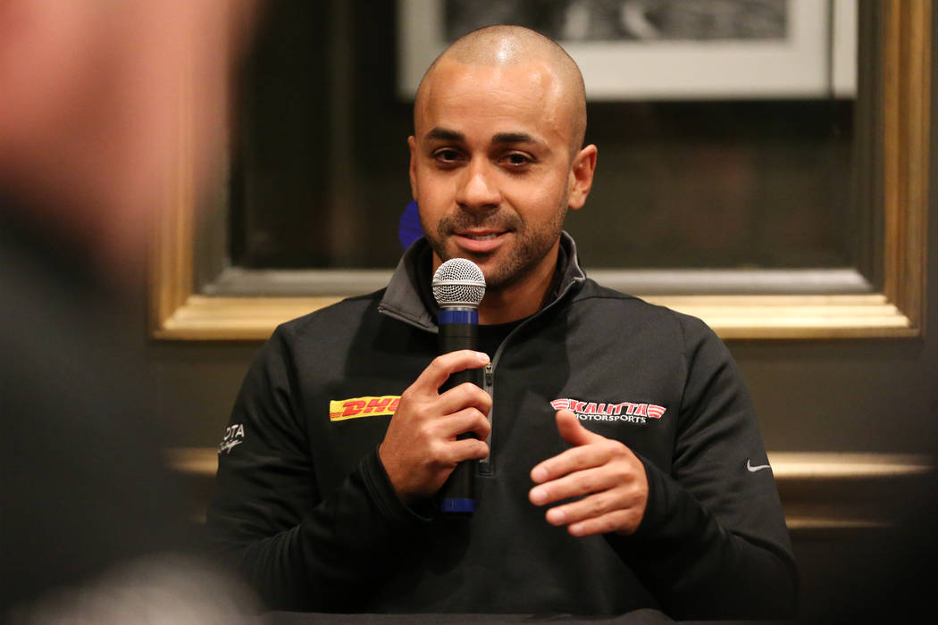 Driver J.R. Todd speaks during a press conference for the Dodge NHRA Nationals event at Del Fri ...