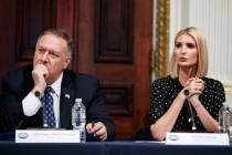 Secretary of State Mike Pompeo, left, and Ivanka Trump, the daughter and assistant to President ...