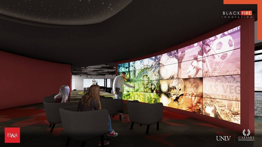 A rendering of the Black Fire Innovation hub. (Courtesy, Caesars Entertainment Corp.)