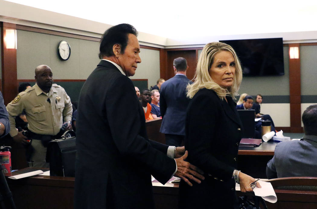 Wayne Newton and his wife, Kathleen, leave the courtroom after Weslie Martin's sentencing at th ...
