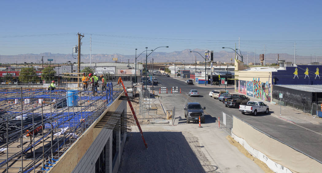 Construction occurs on shareDOWNTOWN located in the Arts District at the corner of Casino Cente ...