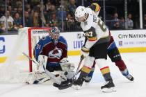 Vegas Golden Knights left wing Max Pacioretty (67) looks for an open play against Colorado Aval ...