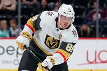 Vegas Golden Knights defenseman Nate Schmidt skates during a preseason NHL hockey game between ...