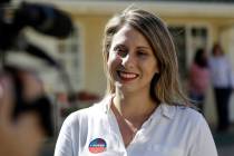 Katie Hill speaks during an interview after voting in Agua Dulce, Calif., Nov. 6, 2018. The Cal ...