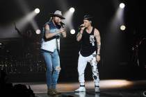 LAmerican country music duo Brian Kelley, left, and Tyler Hubbard of Florida Georgia Line perfo ...