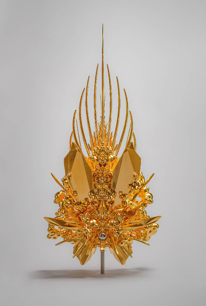 Kohei Nawa, Throne (g/p_pyramid), 2019, Mixed media, gold leaf and lacquer. (Photo by Nobutad ...
