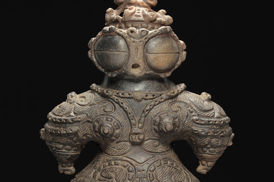 Goggle-eyed Dogu, Final Jomon Period (1000BC-300BC), H. 29.4 cm x W. 20.4 cm x D. 9.5 cm.&#x202 ...