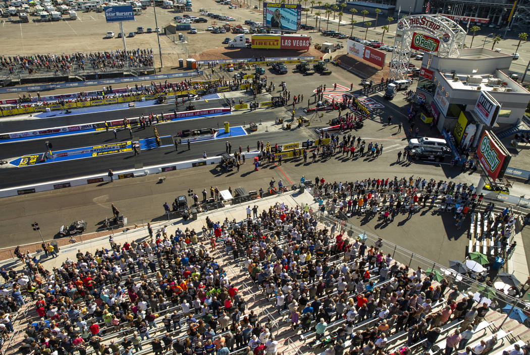 The stands are packed as another first round race is near during the Dodge NHRA Nationals at th ...