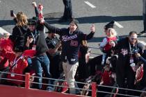 Washington Nationals pitcher Erick Fedde (23), celebrates the team's World Series baseball cham ...