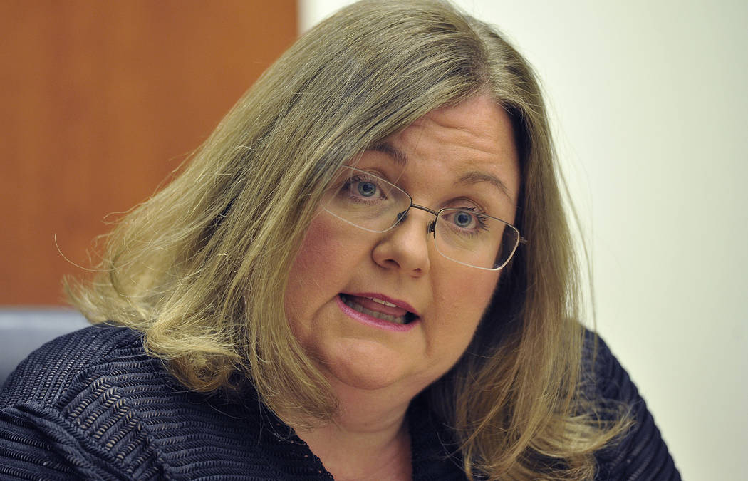 Lisa Brown, then a candidate for Family Court, speaks with the Review-Journal editorial board o ...