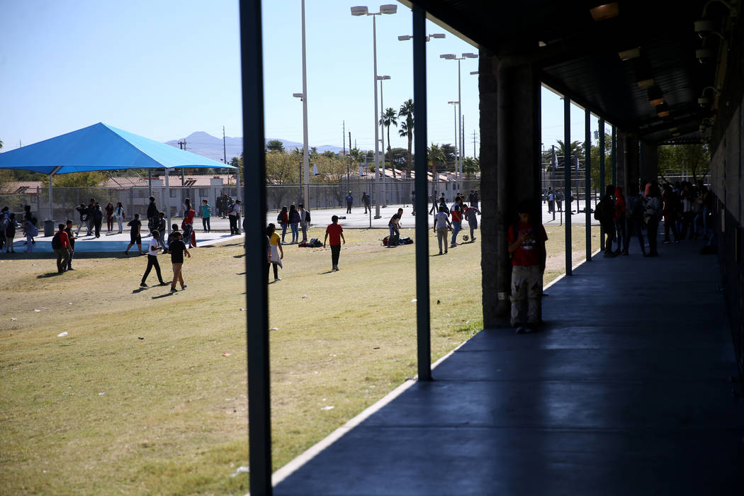 Students during lunch at Orr Middle School in Las Vegas Monday, Oct. 21, 2019. (K.M. Cannon/Las ...