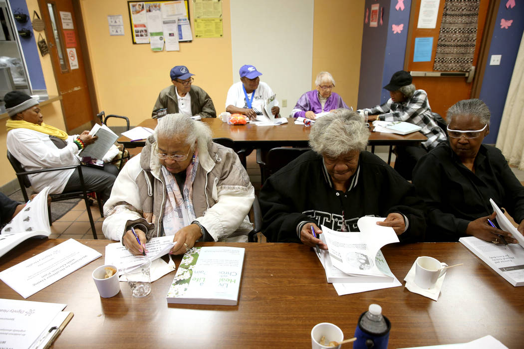 Seniors, including from left, Marietta Whitaker, 79, Ethel Richard, 77, and Ethel Burke, 67, at ...