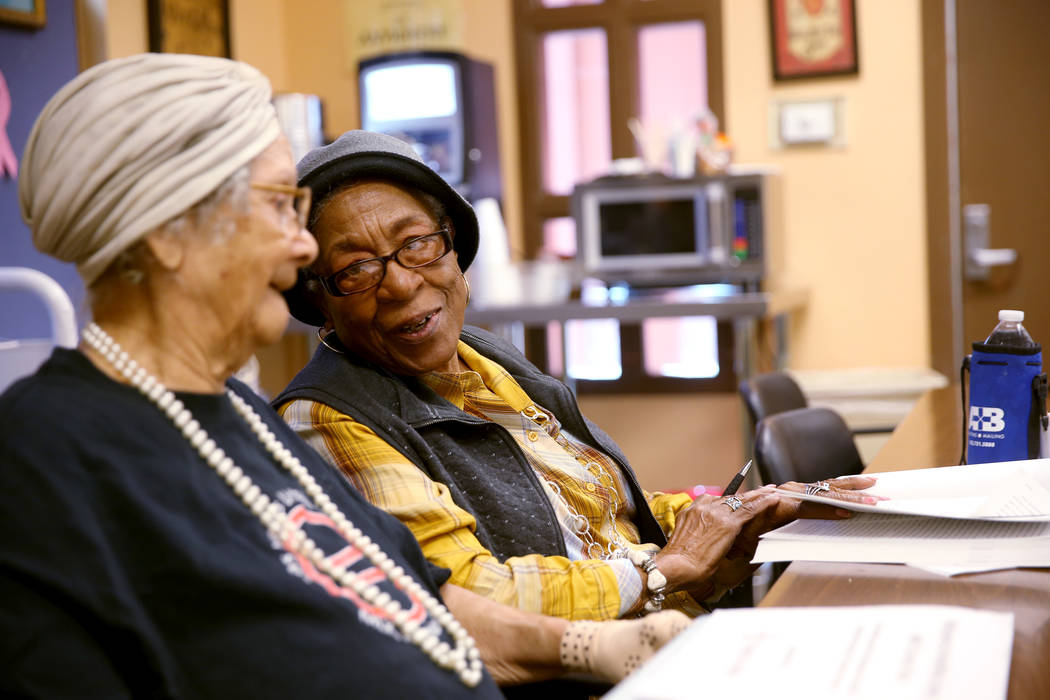 Marcy Lockhart, 92, left, and Virginia Miller, 93, attend "Chronic Pain Self-Management&qu ...