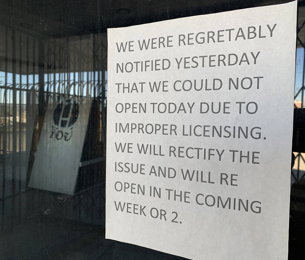 A sign announcing the closing of the historic Huntridge Theater hangs on the window outside the ...