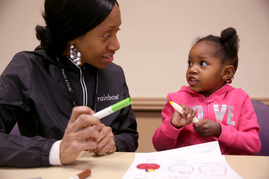 Sakiyna Fladger and her daughter Serenity Carr, 3, during a "Fun to Play" session at ...