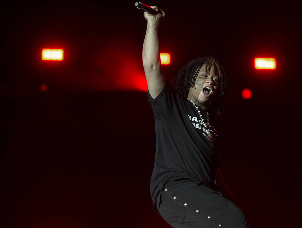 Trippie Redd performs on the Jackpot stage during Day N Vegas music festival on Saturday, Nov. ...