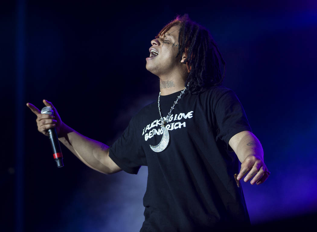 Trippie Redd performs on the Jackpot stage during Day N Vegas music festival on Saturday, Nov. ...