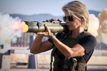 Linda Hamilton is seen in "Terminator: Dark Fate." (Kerry Brown/Paramount Pictures via AP)