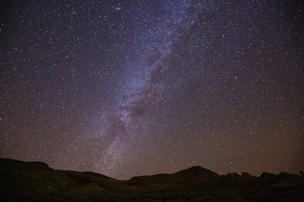 A view of the night sky over Rhyolite on Friday, Nov. 22, 2019. (Chase Stevens/Las Vegas Review ...