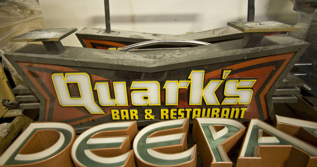 The sign from Quark's Bar & Restaurant, a themed restaurant at "Star Trek: The Experience" at t ...