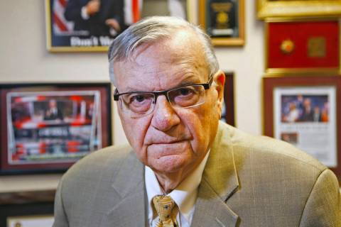 In this Aug. 26, 2019, file photo, former Arizona Maricopa County Sheriff Joe Arpaio poses for ...