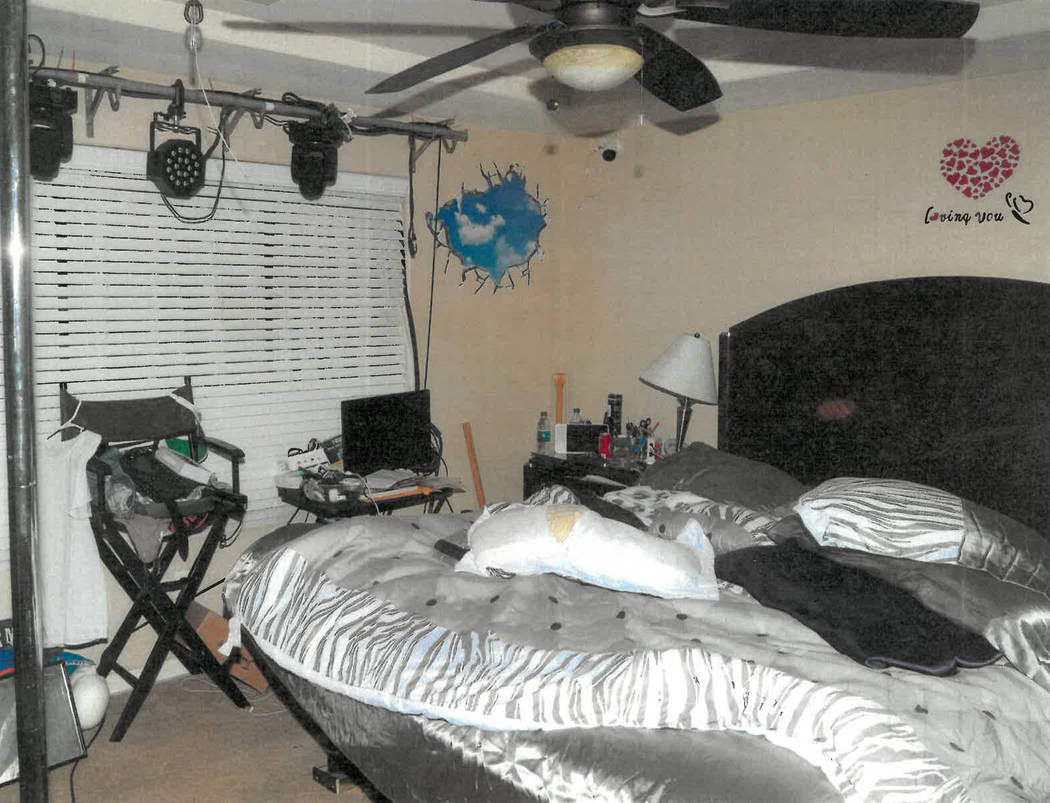 The bedroom of Christopher Prestipino where Las Vegas model Esmeralda Gonzalez was tied up acco ...