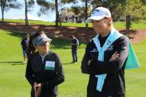 World Golf Hall of Fame member Annika Sorenstam shares a moment with Southern Nevada junior gol ...