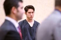 Giovanni Ruiz, 21, second from left, listens as his attorney, Gabriel Grasso, right, and prosec ...