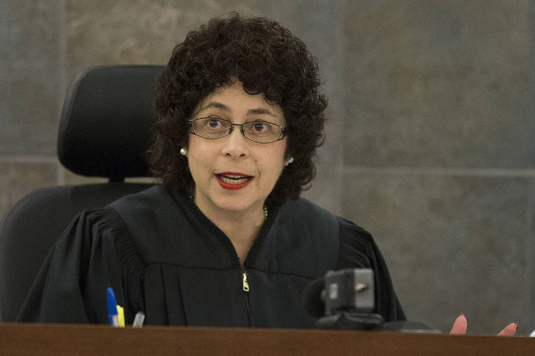 Then-District Judge Elissa Cadish speaks during a hearing at the Regional Justice Center on Jan ...