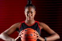 Center Rodjanae Wade (24) poses for a portrait during UNLV women's basketball media day at Thom ...