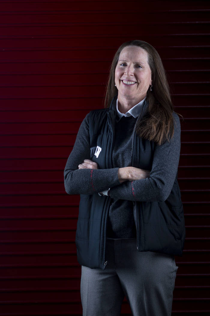 UNLV Lady Rebels head coach Kathy Olivier poses for a portrait during UNLV women's basketball m ...