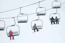 People ride a lift up the hill at Lee Canyon in Las Vegas, Friday, March 8, 2019. Erik Verduzco ...