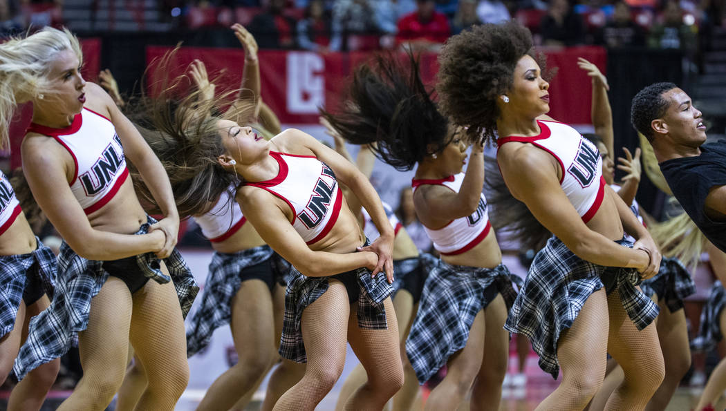 The Rebel Girls & Company perform as the UNLV Rebels battle Purdue Fort Wayne during the fi ...