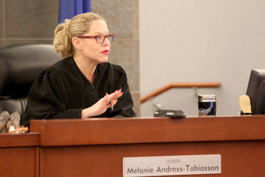Las Vegas Justice of the Peace Melanie Andress-Tobiasson presides over domestic violence court ...