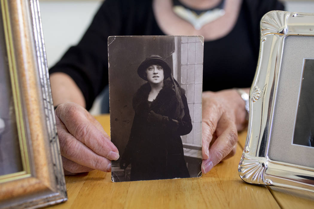 Author Joanne Gilbert holds a photo of her beloved great-aunt Rivka Wineman in Vilna Lithuania ...