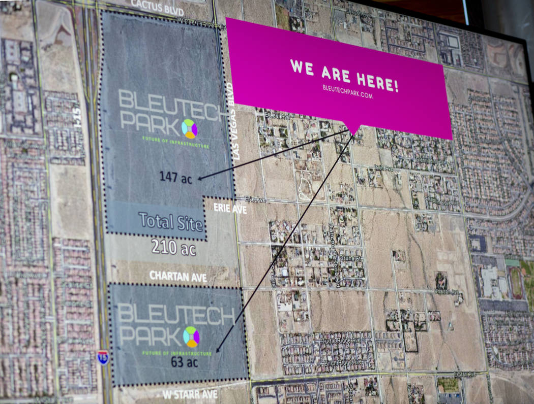 A map projecting where the future Bleutech Park Las Vegas, the proposed
