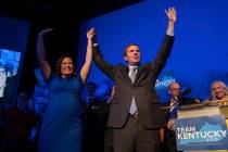 Democratic gubernatorial candidate and Kentucky Attorney General Andy Beshear, along with lieut ...