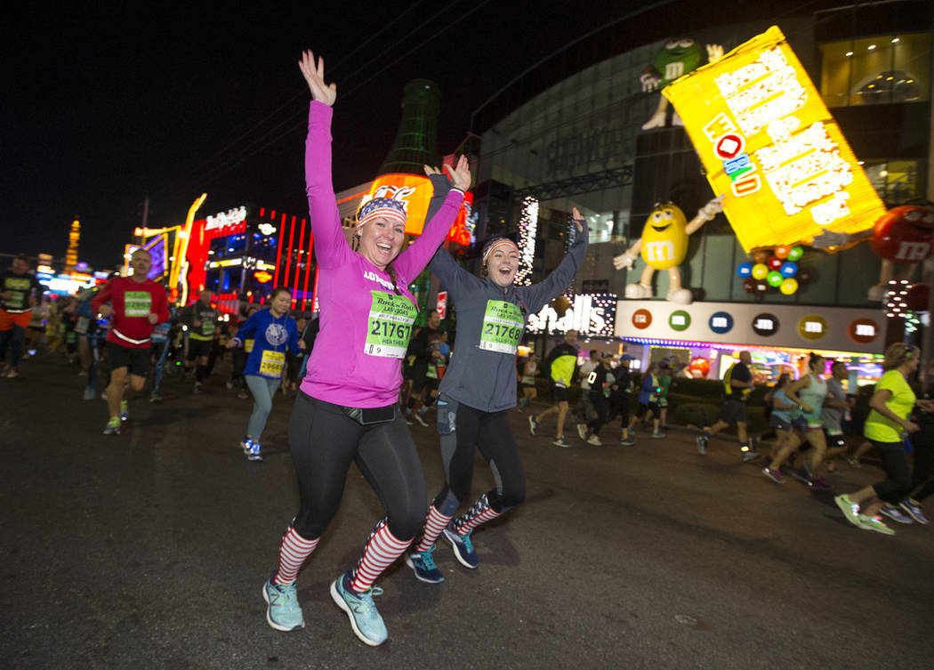 Runners participate in the 2018 Rock 'n' Roll Marathon on the Strip in Las Vegas on Sunday, Nov ...