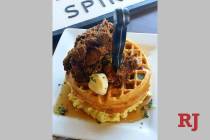 Farmtable's Farmhand Chicken and Waffles are served with Yukon Gold mashed potatoes. (Farmhouse ...